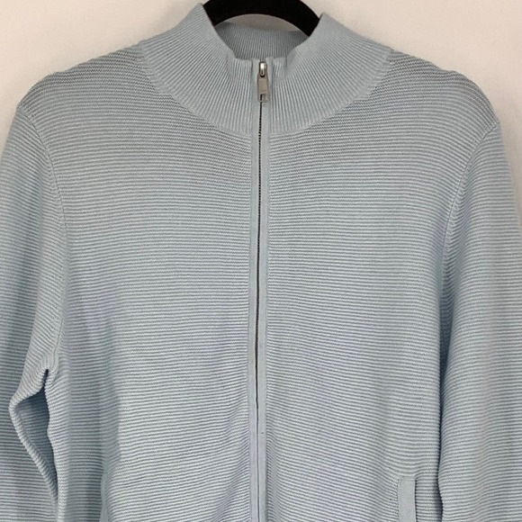 NEW! NAADAM Sz Medium Blue Cotton Cashmere Textured Zip Up Jacket $450 msrp J-18 - Picture 4 of 11